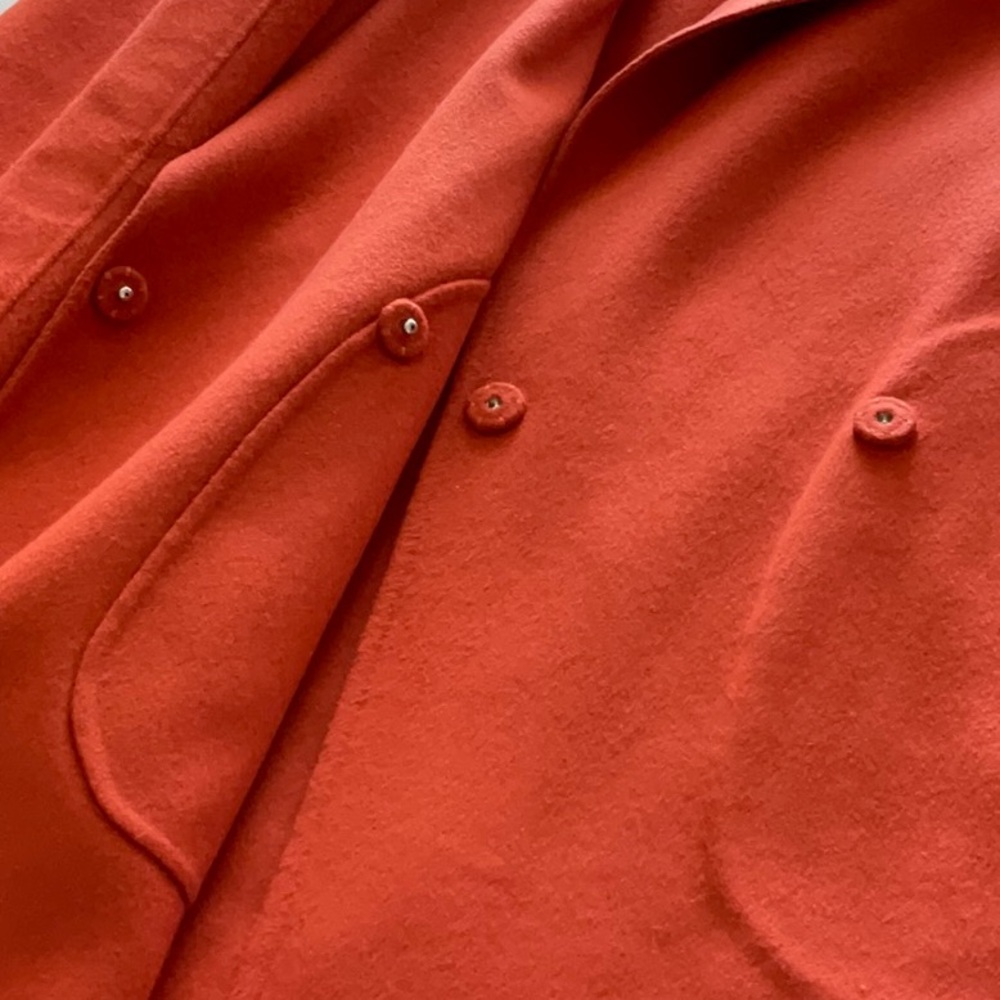 THEORY BOY COAT women’s color Burn Orange Trench Coat LUXE NEW DIVINE size M - Picture 7 of 16